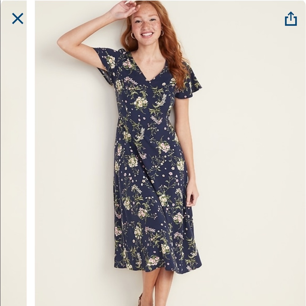 Fit & Flare V-Neck Midi Dress